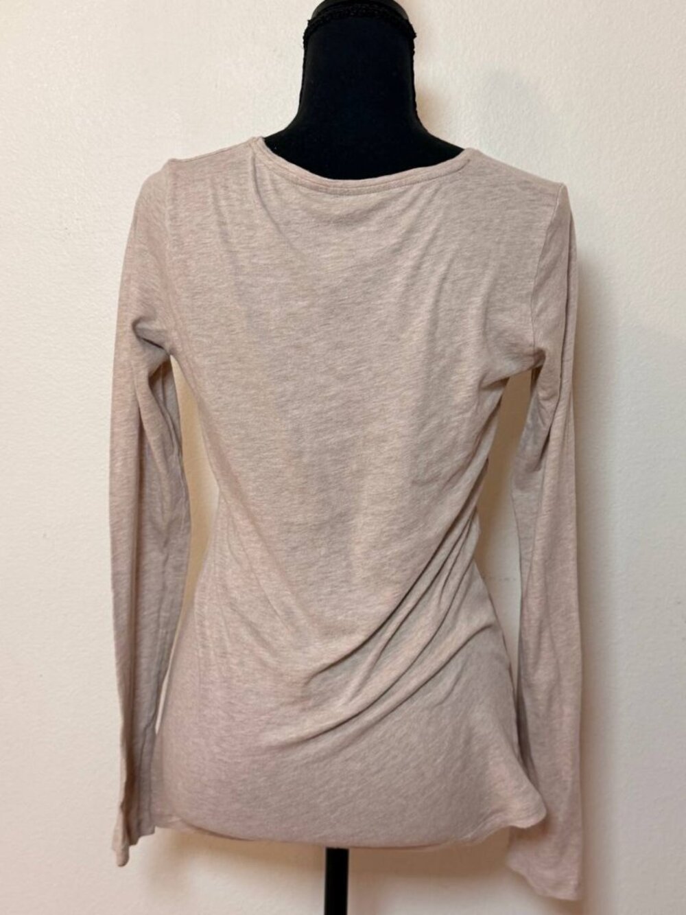 Majestic Filatures Paris Beige Cotton Cashmere Long Sleeve Tee Basic Luxe - Picture 3 of 6